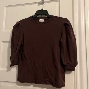 Abound sweatshirt deep purple fleece  Puff Sleeve Top